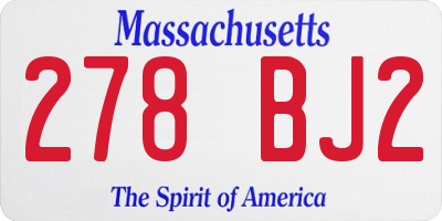 MA license plate 278BJ2