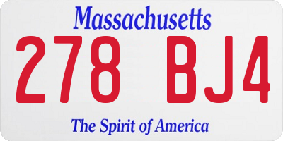 MA license plate 278BJ4