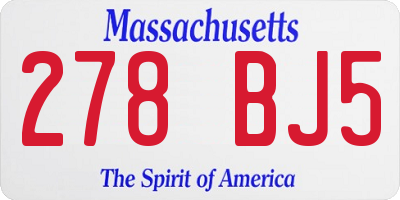 MA license plate 278BJ5
