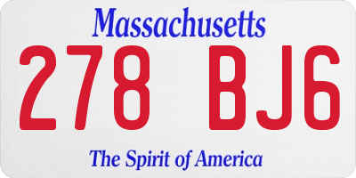 MA license plate 278BJ6