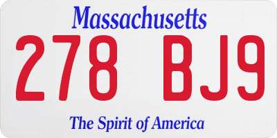 MA license plate 278BJ9