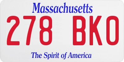 MA license plate 278BK0