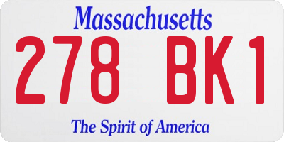 MA license plate 278BK1