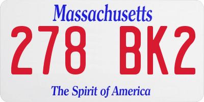 MA license plate 278BK2