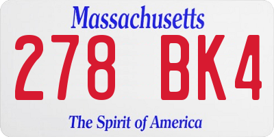 MA license plate 278BK4