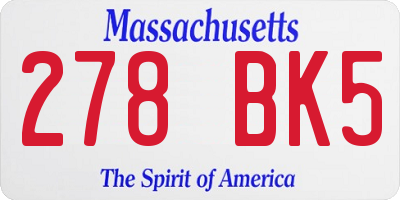 MA license plate 278BK5