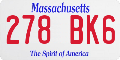 MA license plate 278BK6