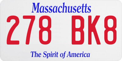 MA license plate 278BK8