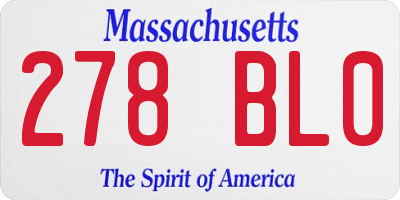 MA license plate 278BL0