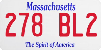 MA license plate 278BL2