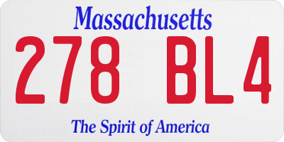 MA license plate 278BL4
