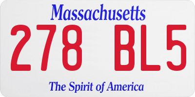 MA license plate 278BL5