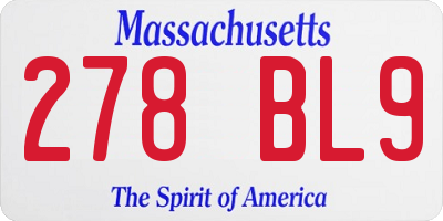 MA license plate 278BL9