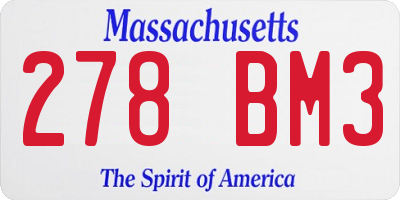 MA license plate 278BM3