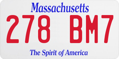MA license plate 278BM7