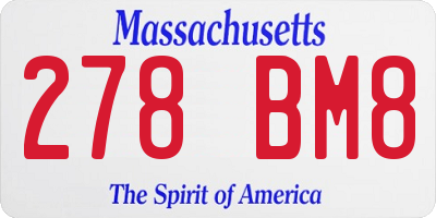 MA license plate 278BM8