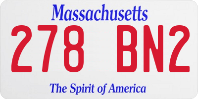 MA license plate 278BN2