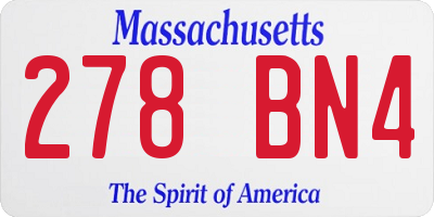 MA license plate 278BN4