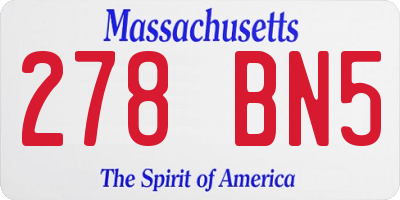 MA license plate 278BN5
