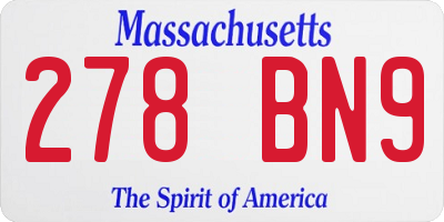 MA license plate 278BN9