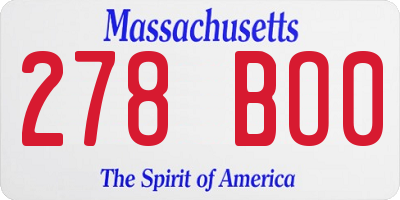 MA license plate 278BO0