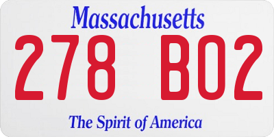 MA license plate 278BO2