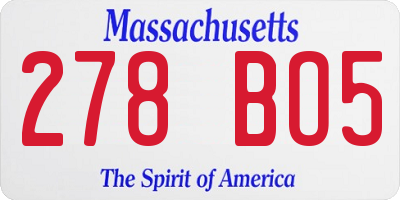 MA license plate 278BO5