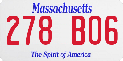 MA license plate 278BO6