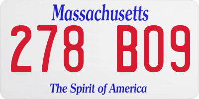 MA license plate 278BO9