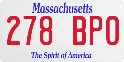 MA license plate 278BP0
