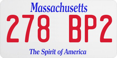 MA license plate 278BP2