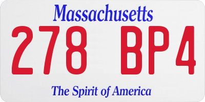 MA license plate 278BP4