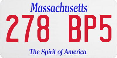 MA license plate 278BP5