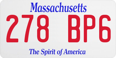 MA license plate 278BP6
