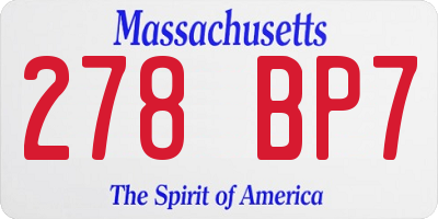 MA license plate 278BP7
