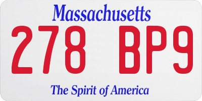MA license plate 278BP9