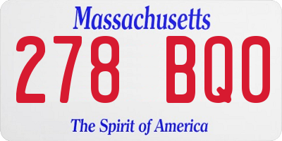 MA license plate 278BQ0