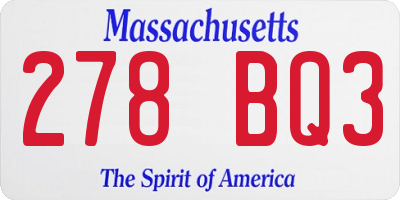 MA license plate 278BQ3