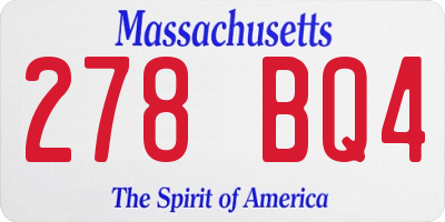 MA license plate 278BQ4
