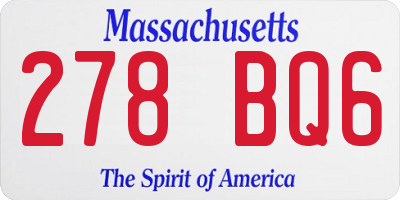 MA license plate 278BQ6