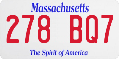 MA license plate 278BQ7