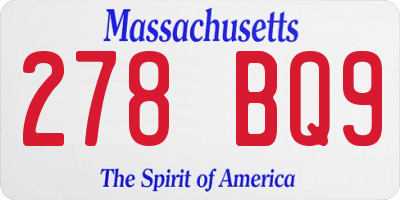 MA license plate 278BQ9