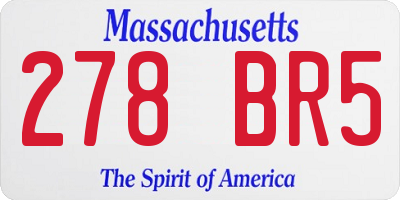 MA license plate 278BR5