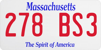 MA license plate 278BS3