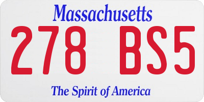 MA license plate 278BS5