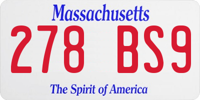 MA license plate 278BS9