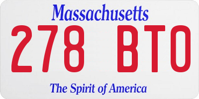 MA license plate 278BT0