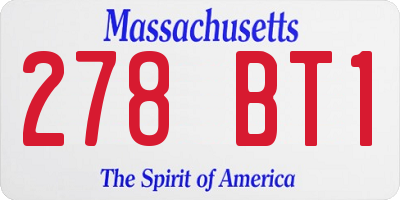 MA license plate 278BT1