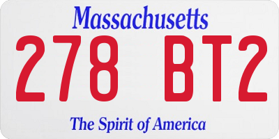 MA license plate 278BT2