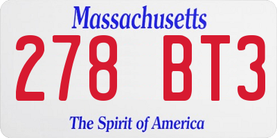 MA license plate 278BT3